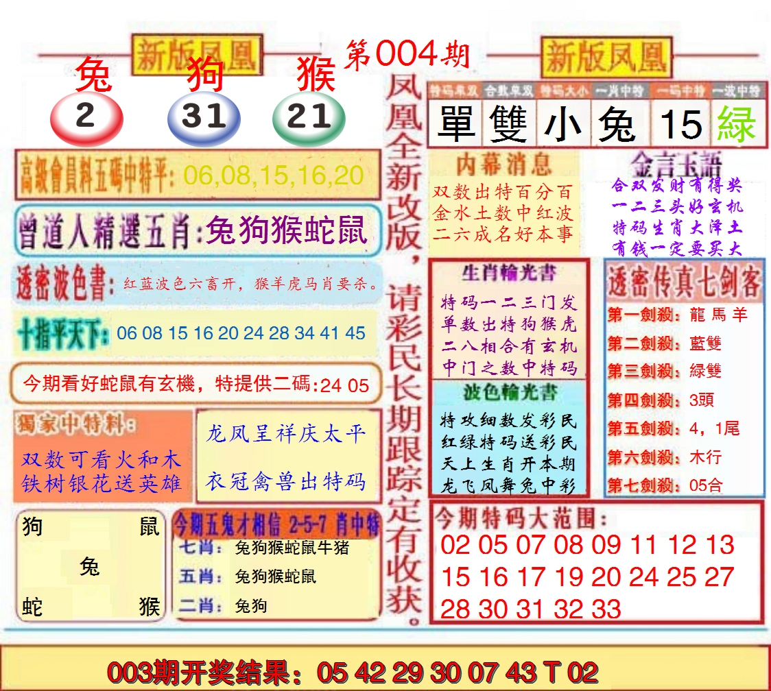 2025004期另二代凤凰报