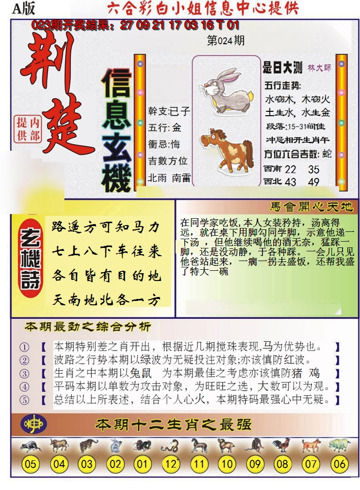2025024期荆楚信息玄机A