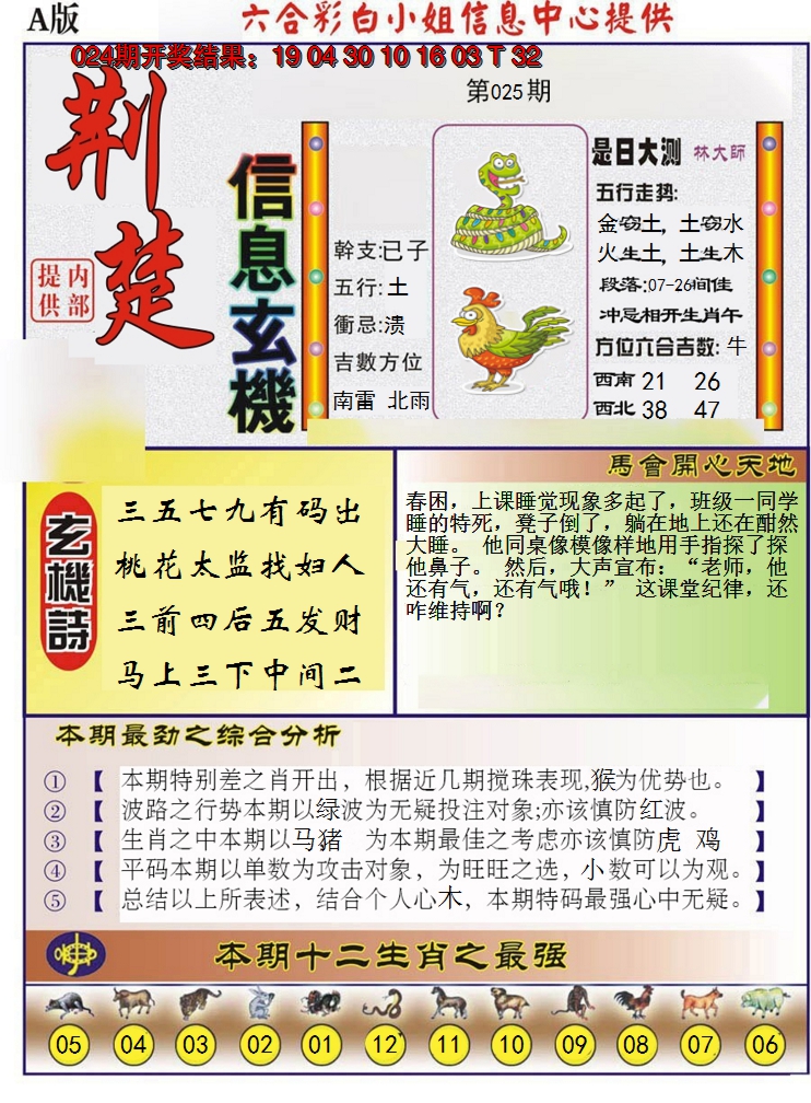 2025025期荆楚信息玄机A