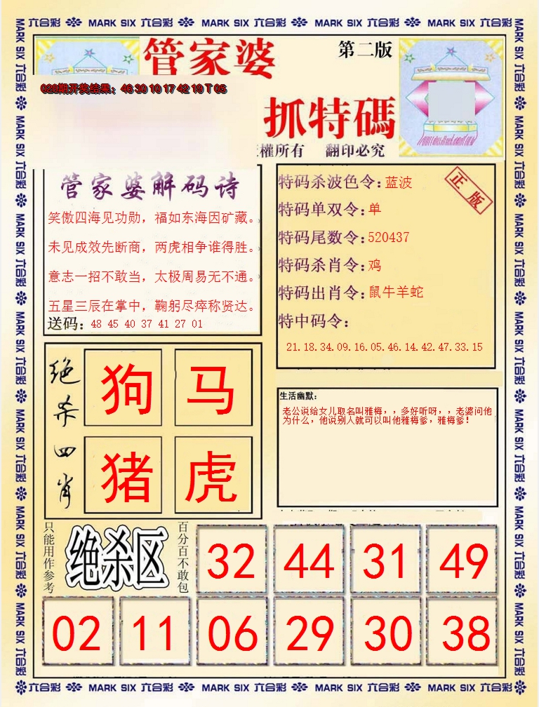2025029期管家婆抓特码B
