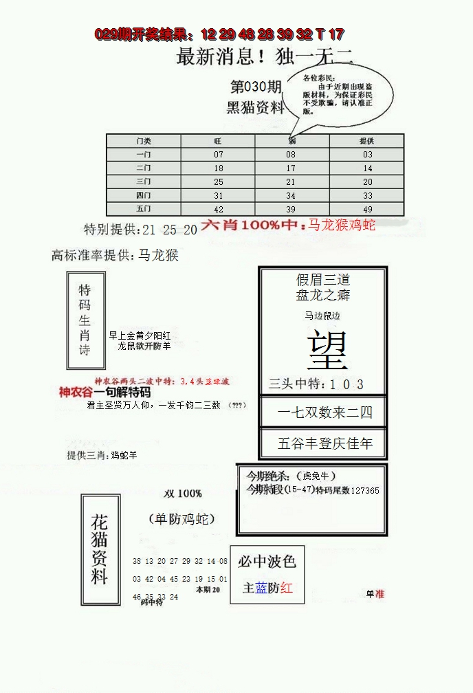 2025030期独一无二(正)