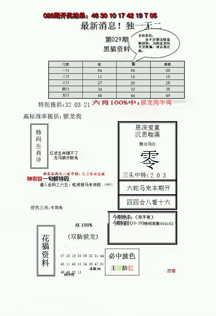 2025029期独一无二(正)