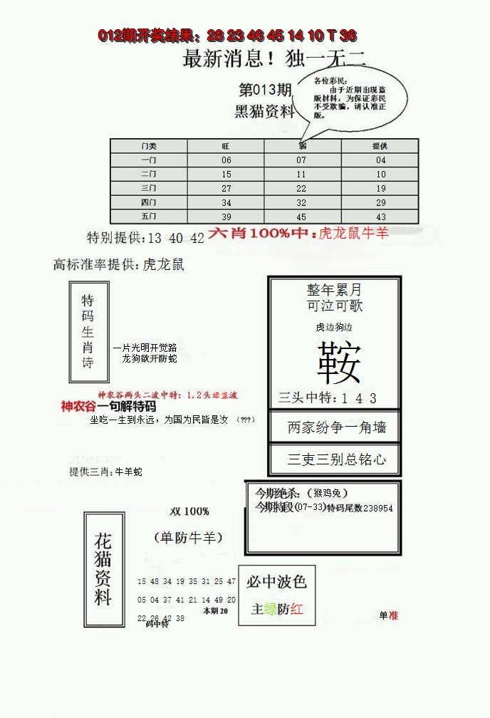 2025013期独一无二(正)