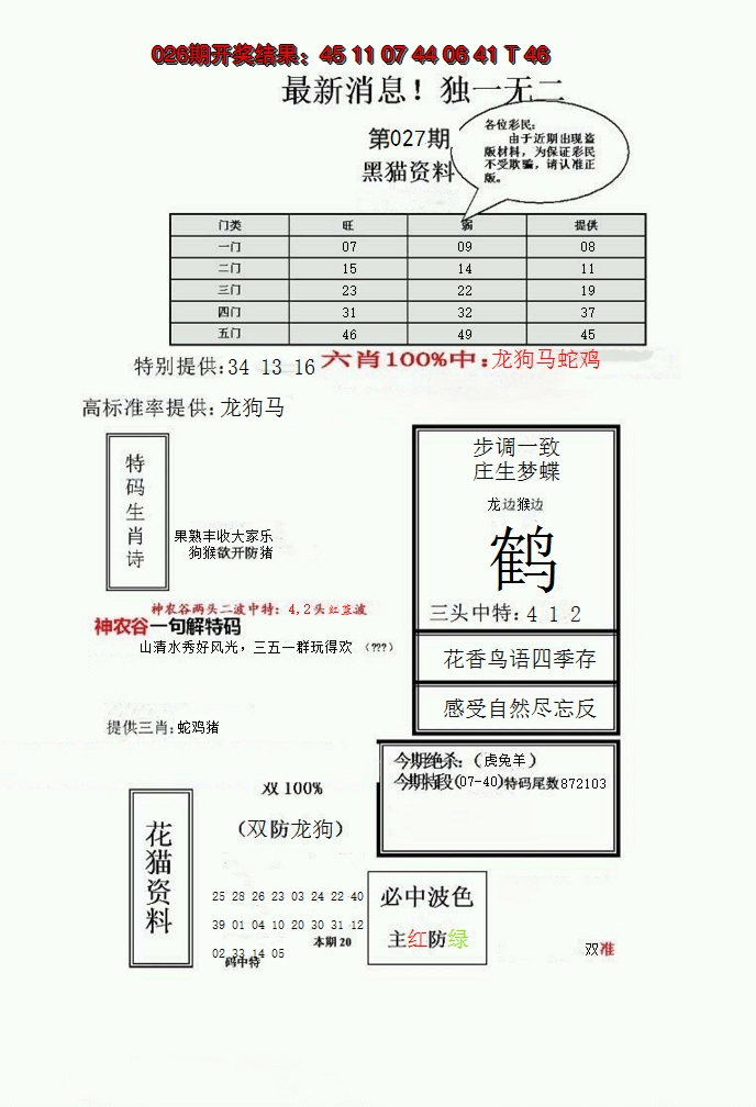 2025027期独一无二(正)