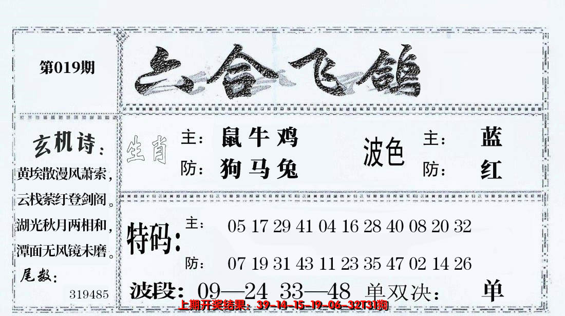 2025019期六合飞鸽