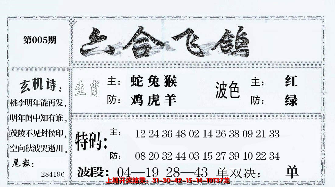 2025005期六合飞鸽