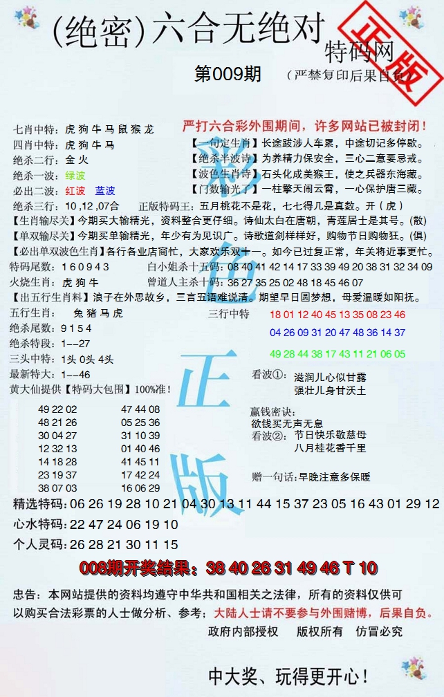 2025009期六合无绝对