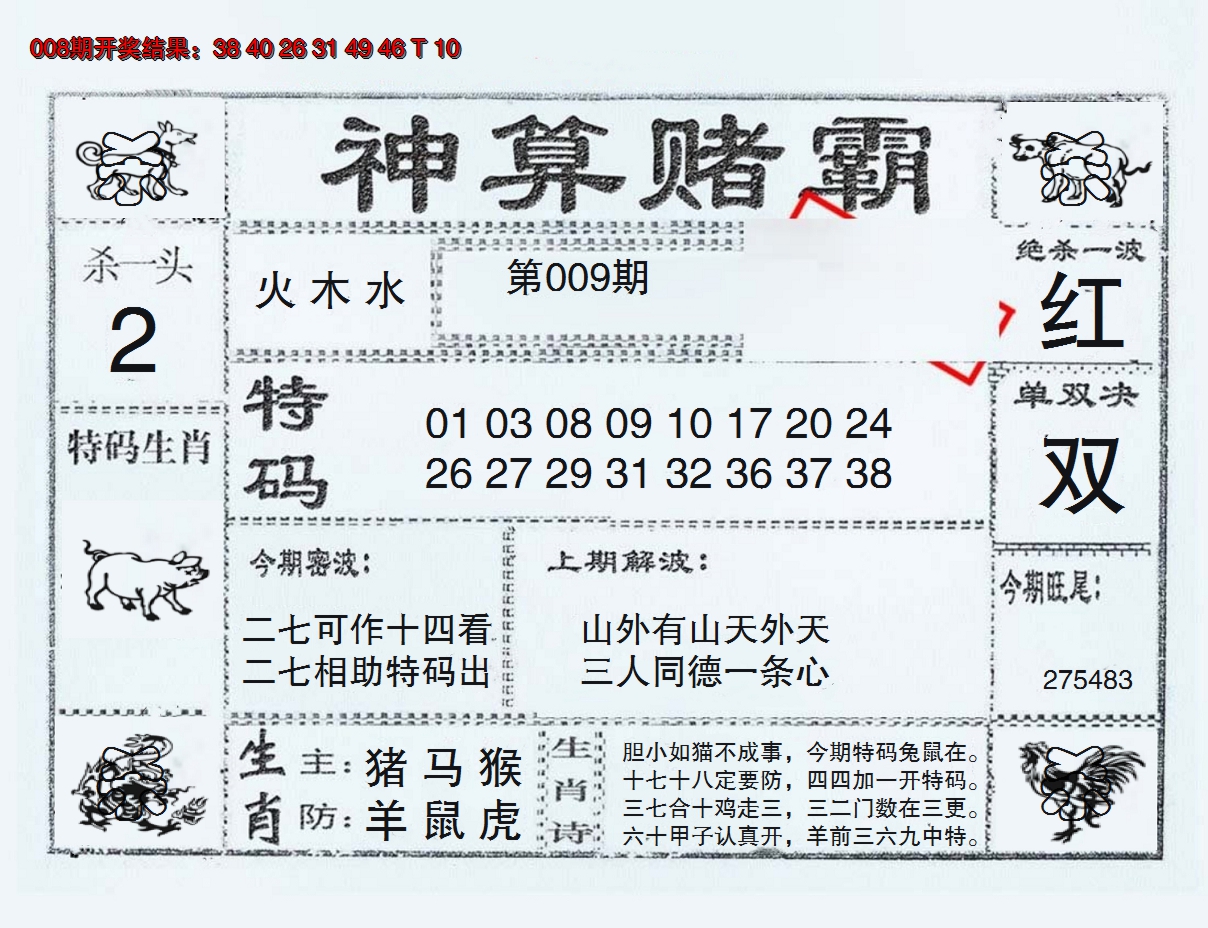 2025009期神算赌霸