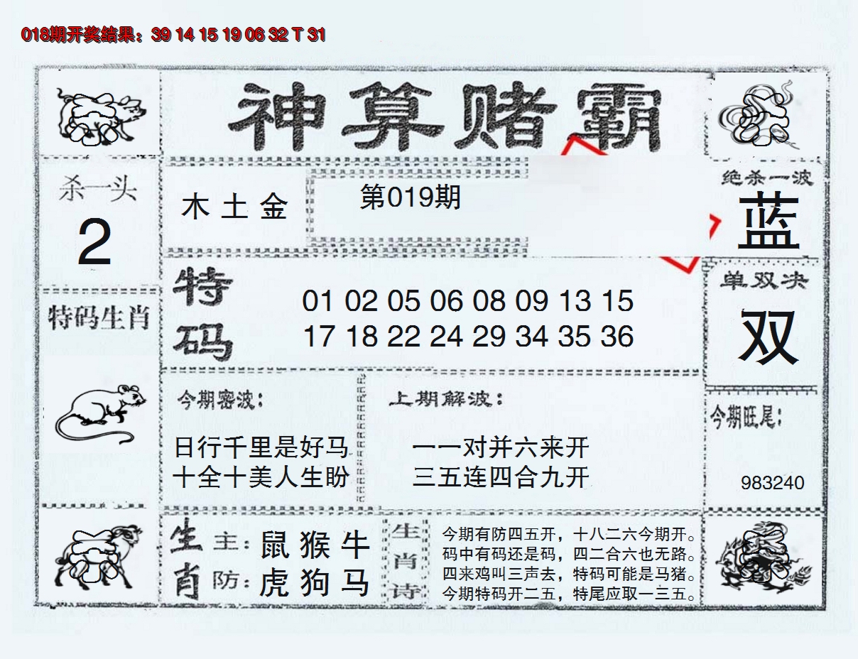 2025019期神算赌霸
