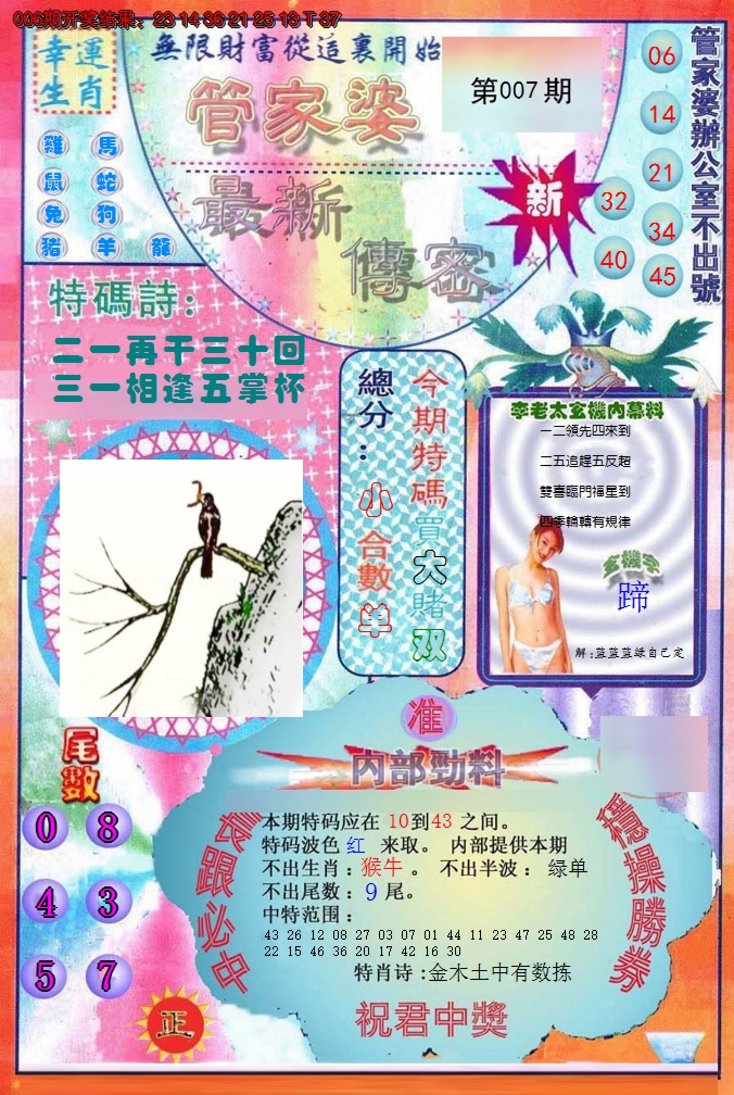 2025007期管家婆新传密