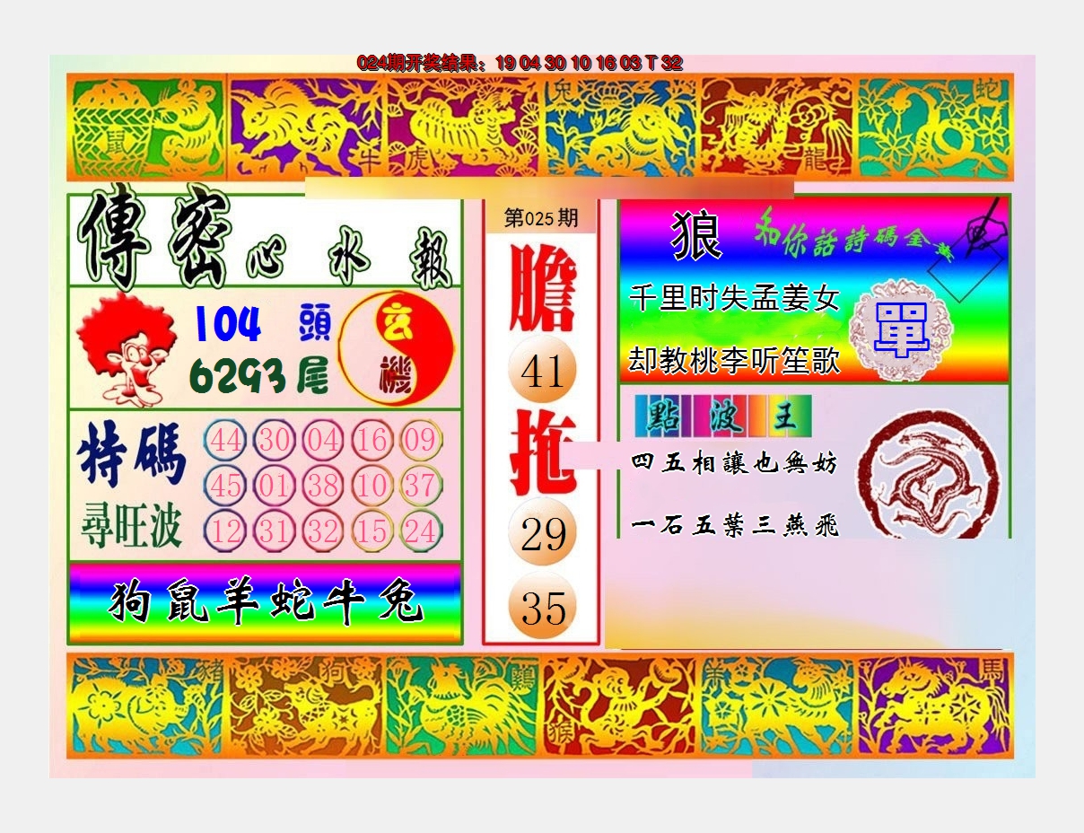 2025025期传密心水报