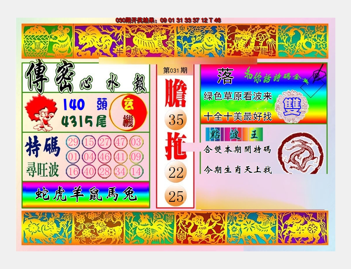 2025031期传密心水报