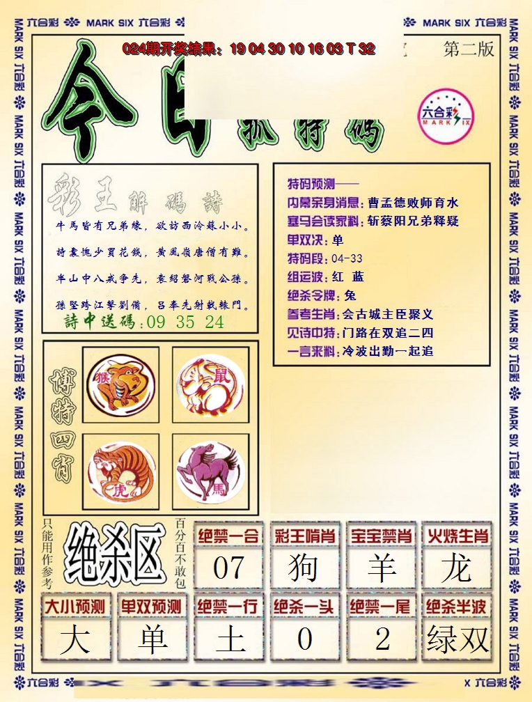2025025期今日抓特码-B