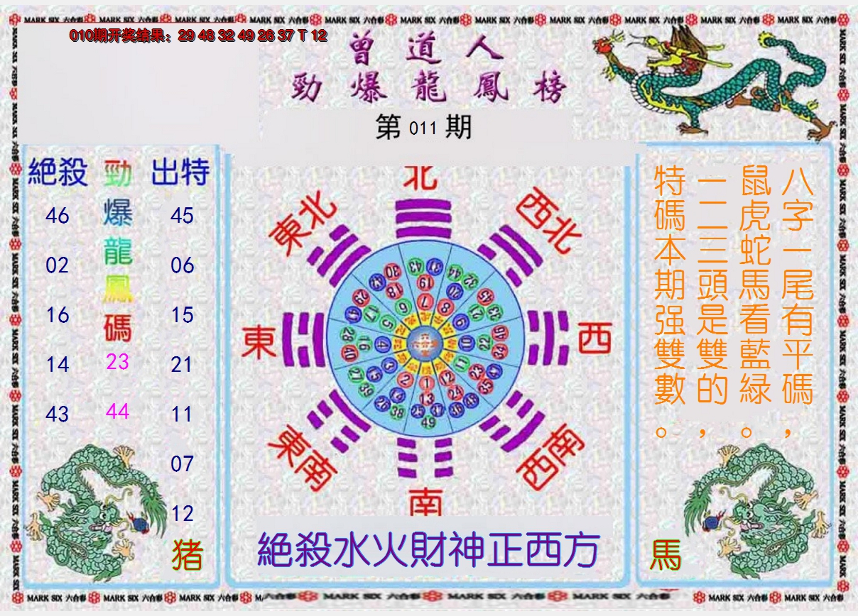2025011期曾道人劲爆龙凤榜