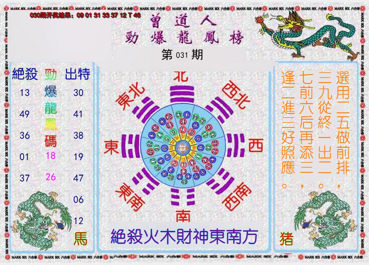 2025031期曾道人劲爆龙凤榜