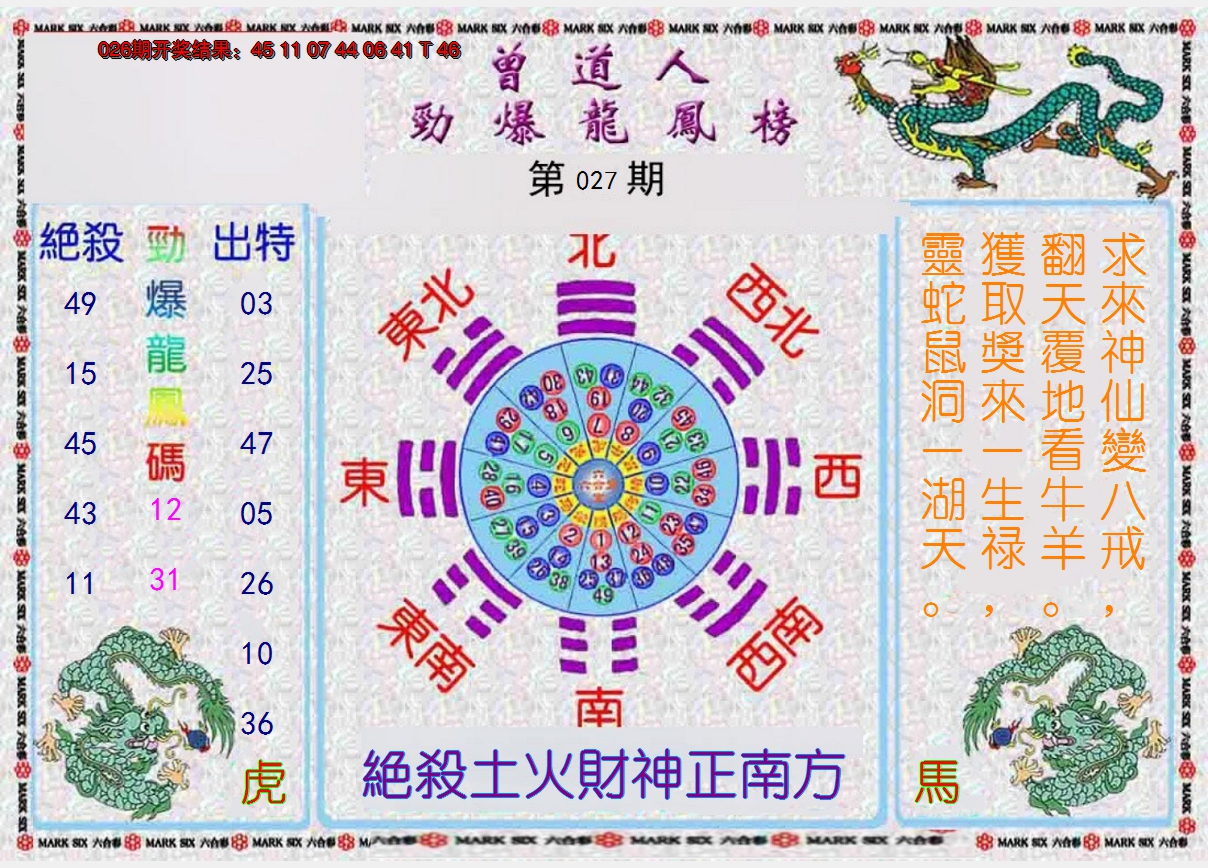 2025027期曾道人劲爆龙凤榜
