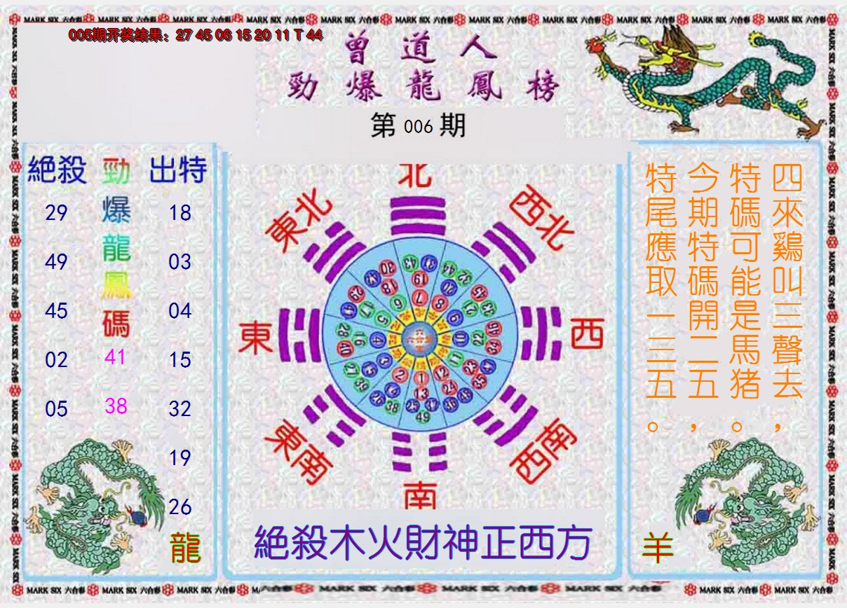 2025006期曾道人劲爆龙凤榜