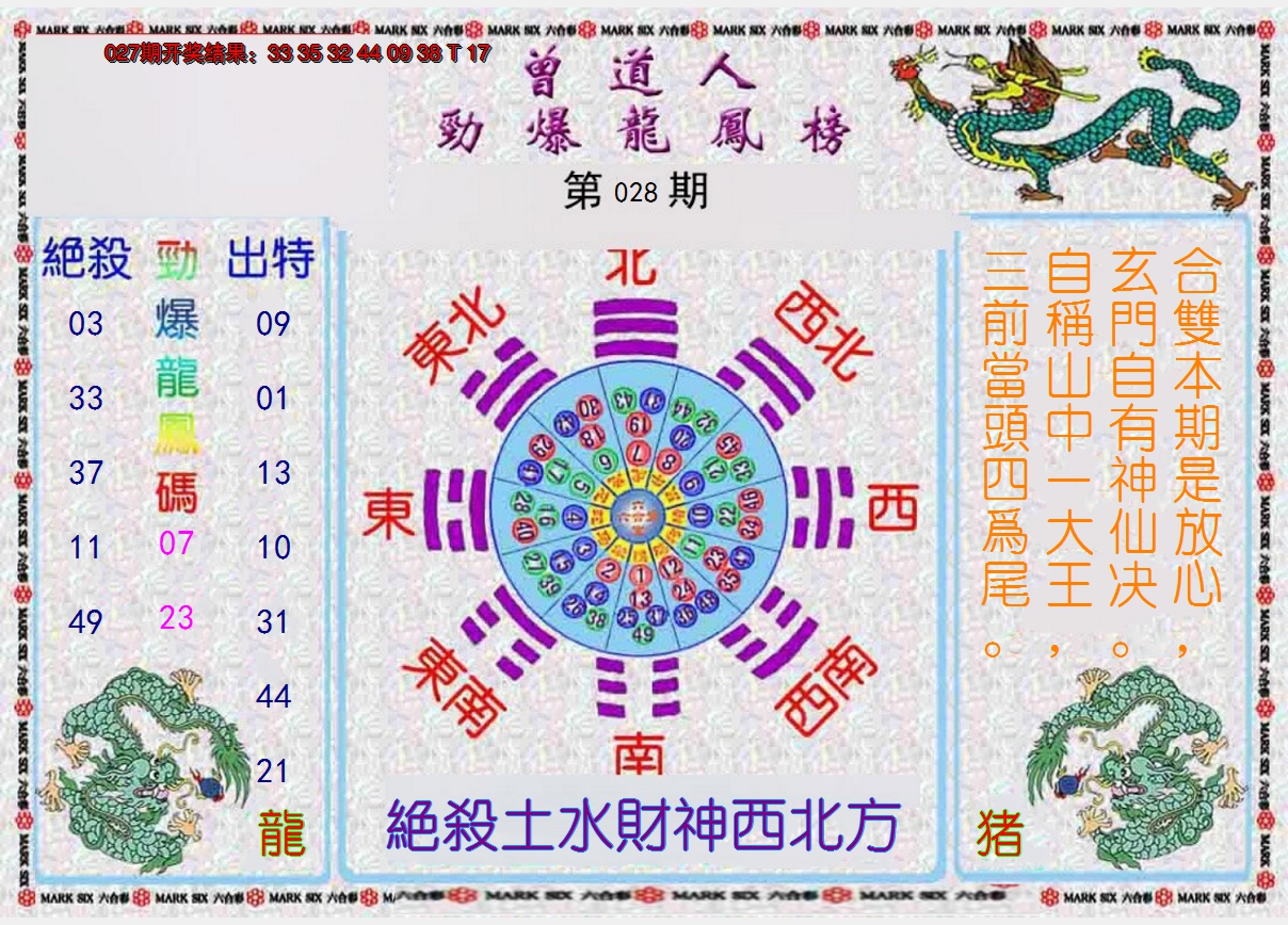 2025028期曾道人劲爆龙凤榜