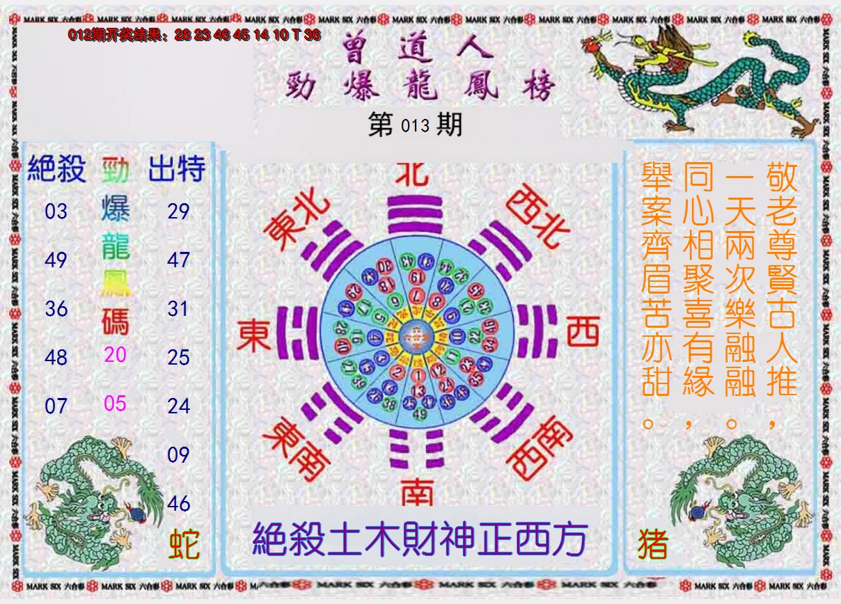 2025013期曾道人劲爆龙凤榜