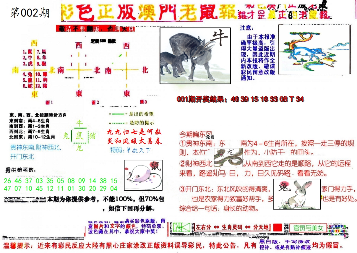 2025002期彩色正版澳门老鼠报