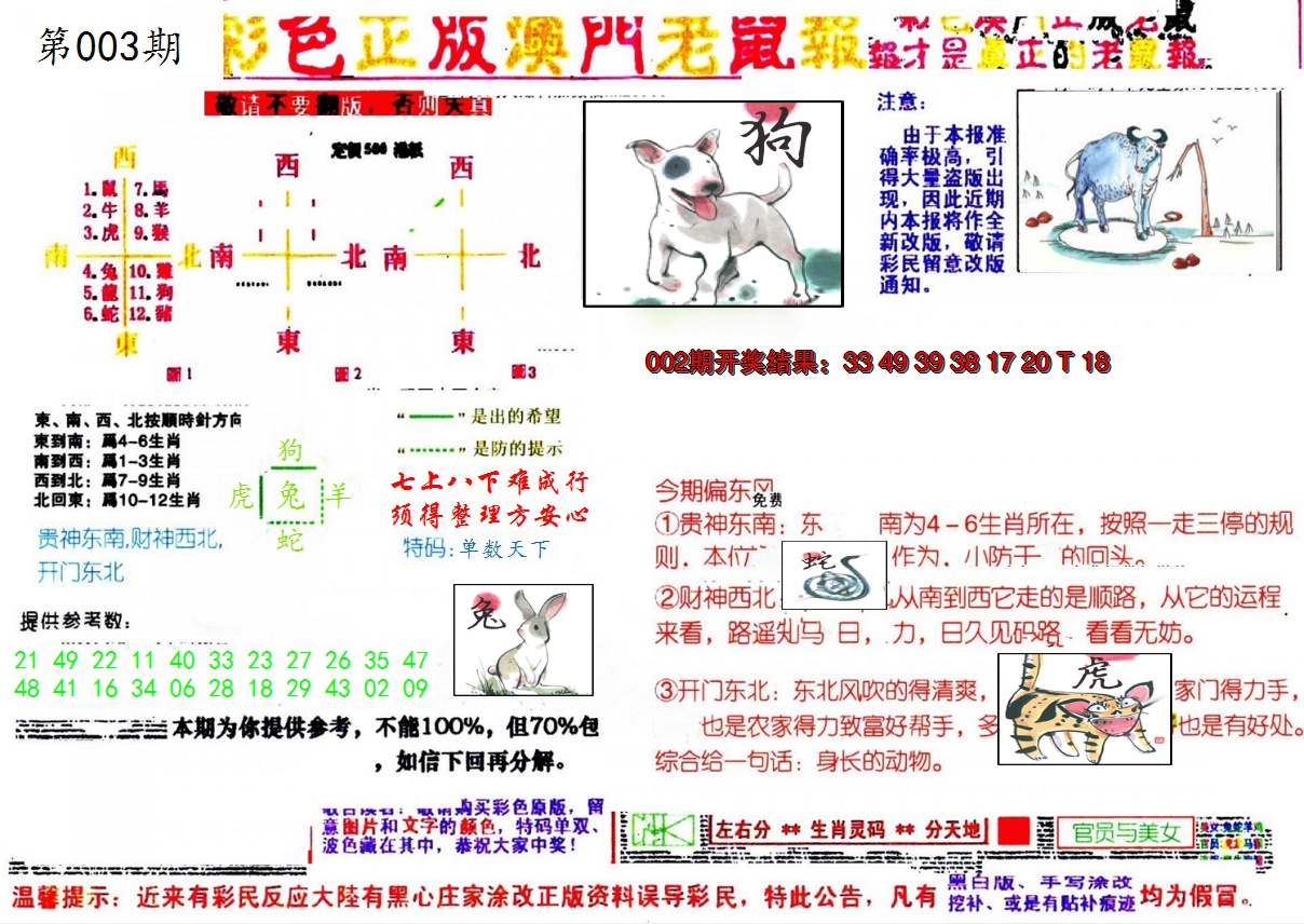 2025003期彩色正版澳门老鼠报