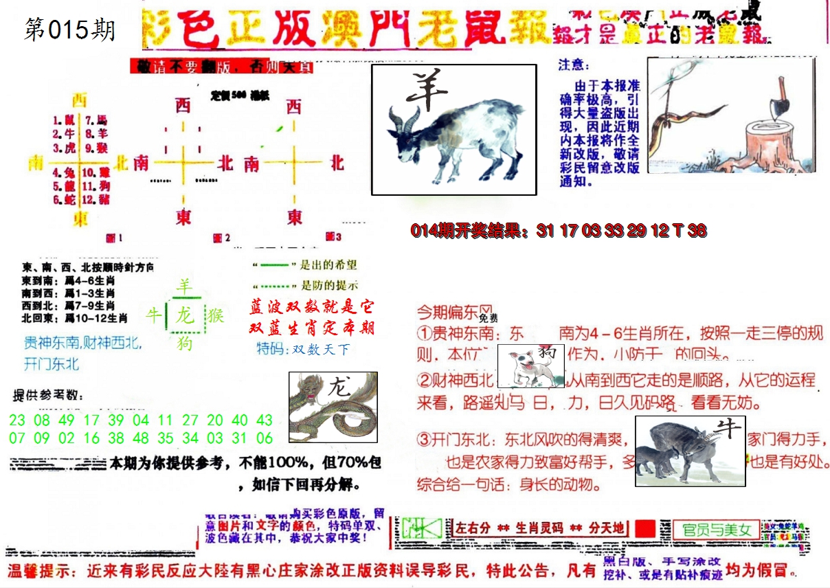 2025015期彩色正版澳门老鼠报