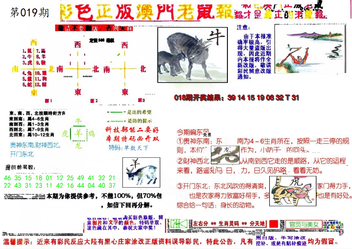 2025019期彩色正版澳门老鼠报