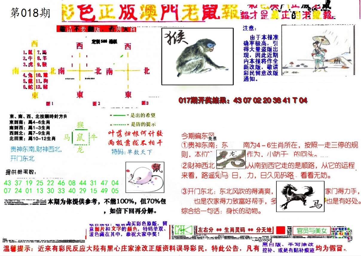 2025018期彩色正版澳门老鼠报