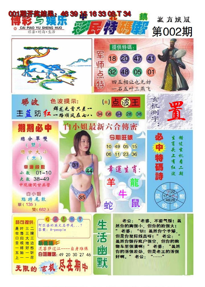 2025002期中北彩民特码报
