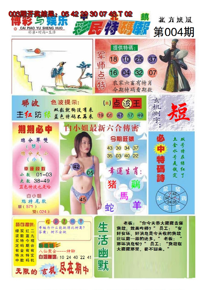 2025004期中北彩民特码报
