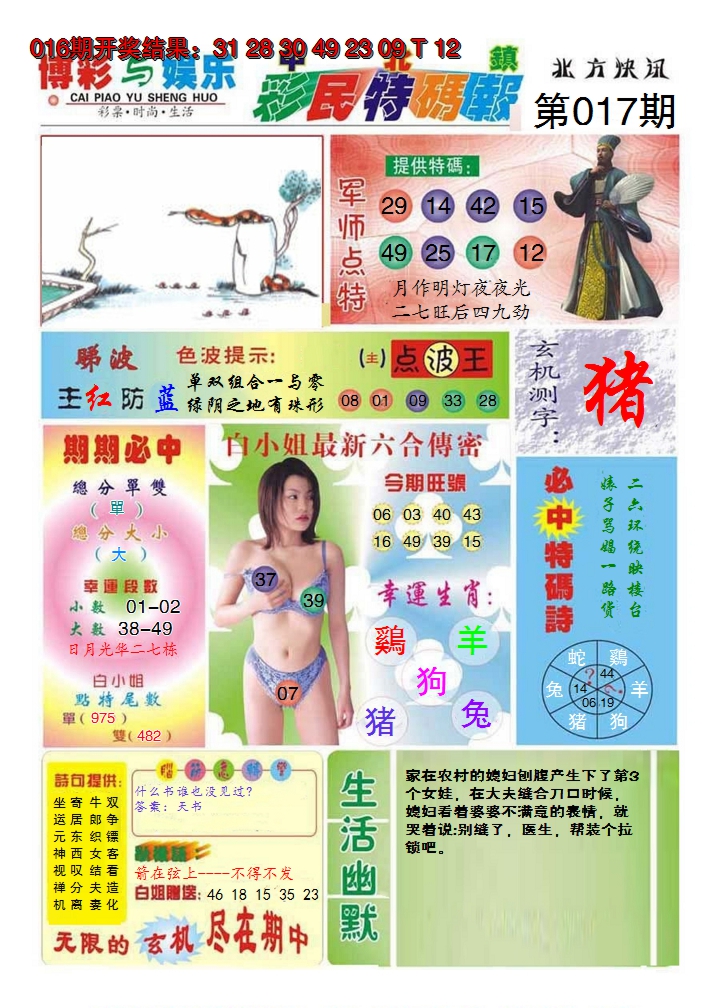 2025017期中北彩民特码报