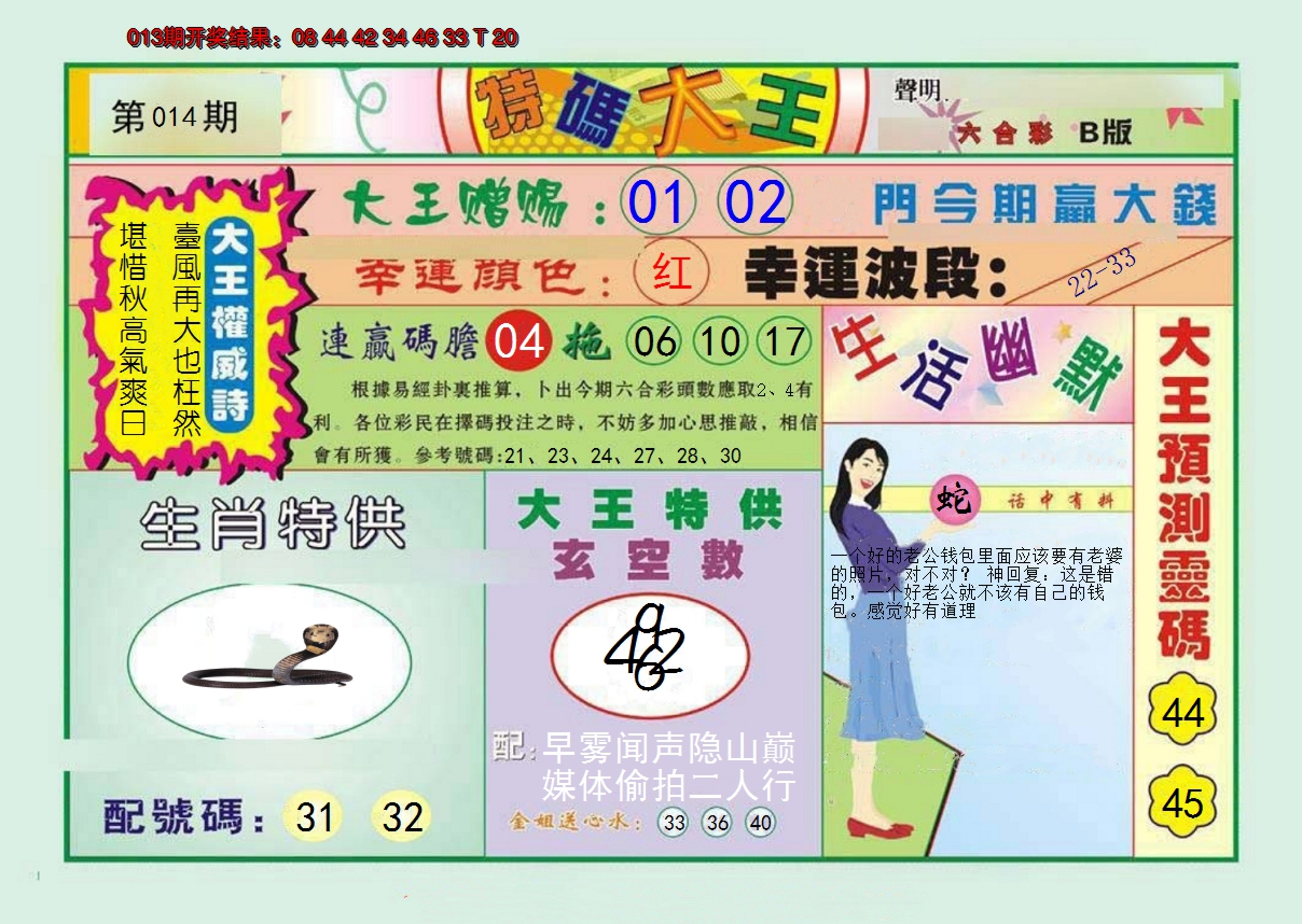 2025014期特码大王B