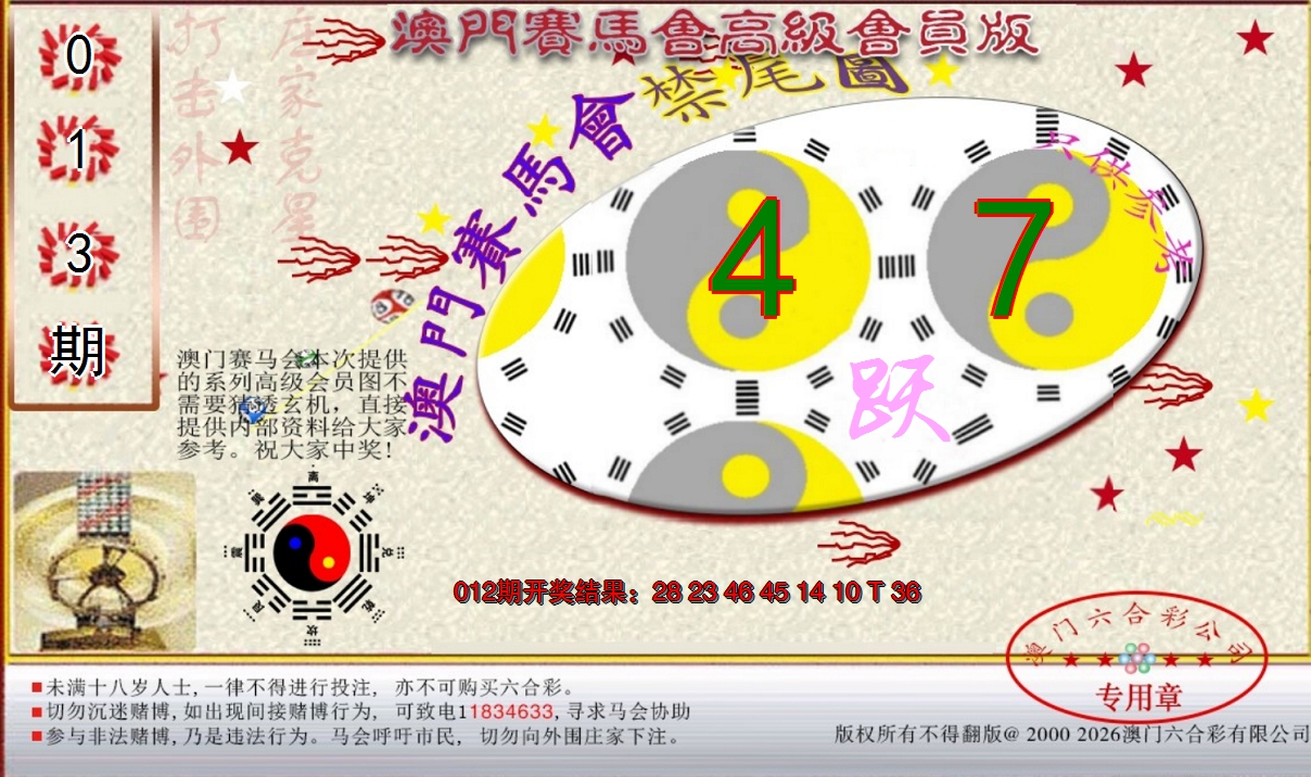 2025013期赛马会高级禁尾图