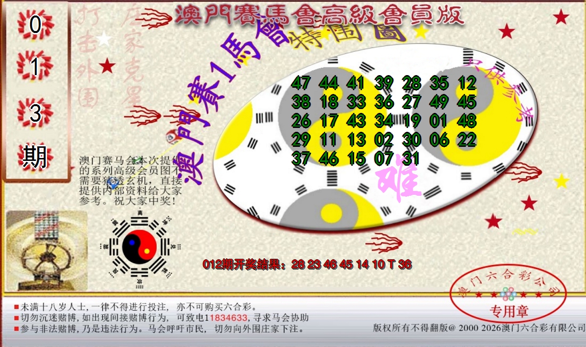 2025013期赛马会高级特围图