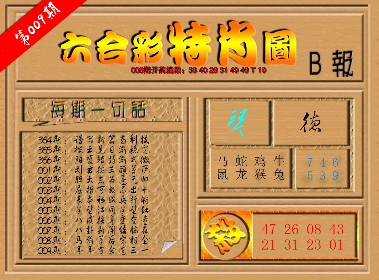 2025009期六合彩特肖图b