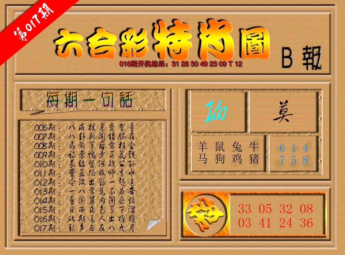 2025017期六合彩特肖图b