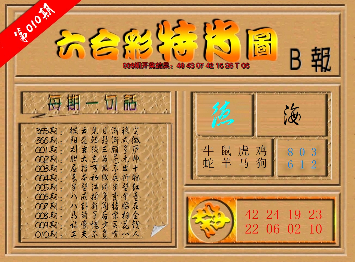 2025010期六合彩特肖图b