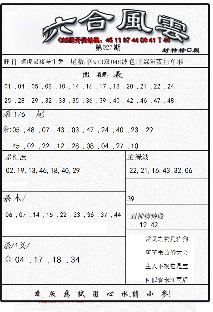 2025027期六合风云B