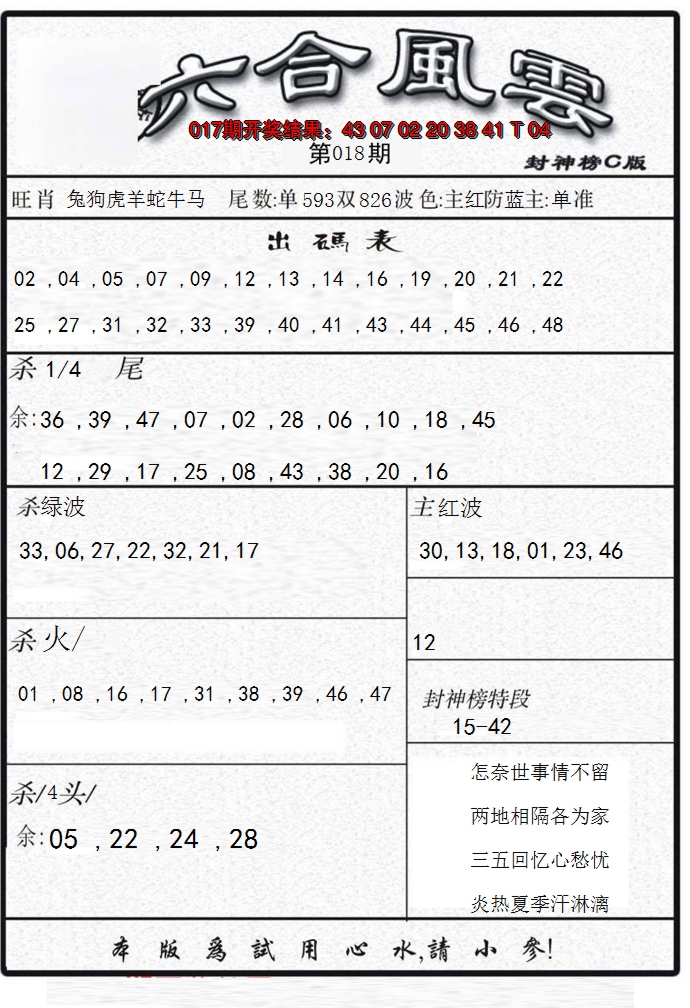 2025018期六合风云B