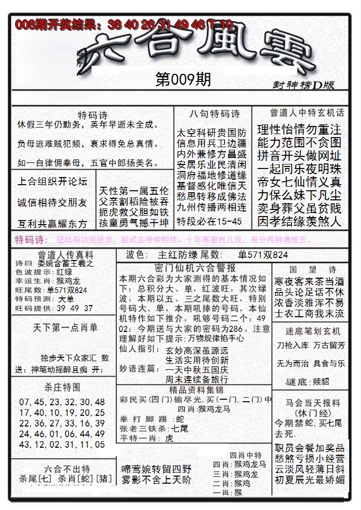 2025009期六合风云A