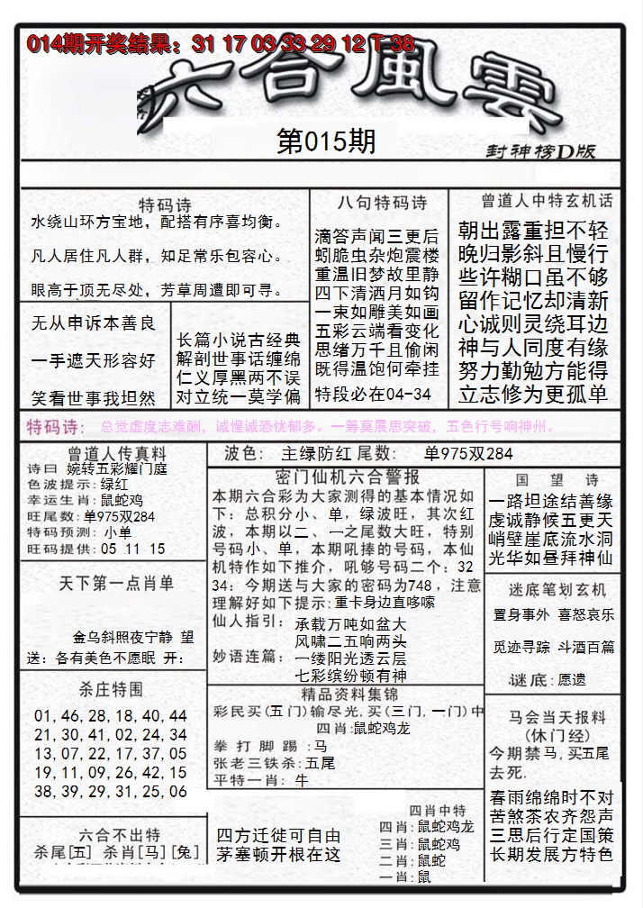 2025015期六合风云A