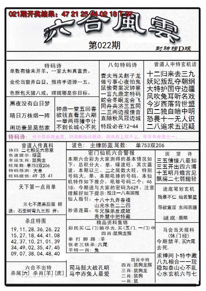 2025022期六合风云A