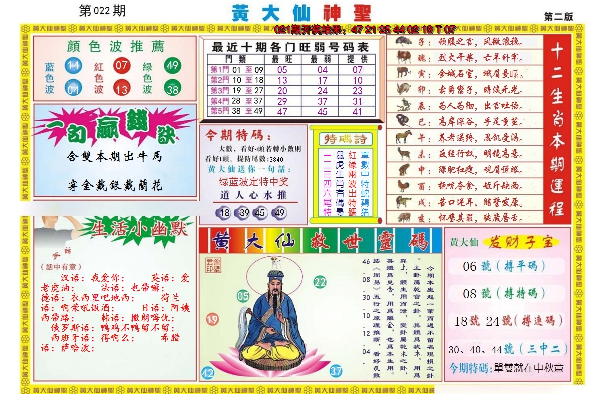 2025022期黄大仙神圣B
