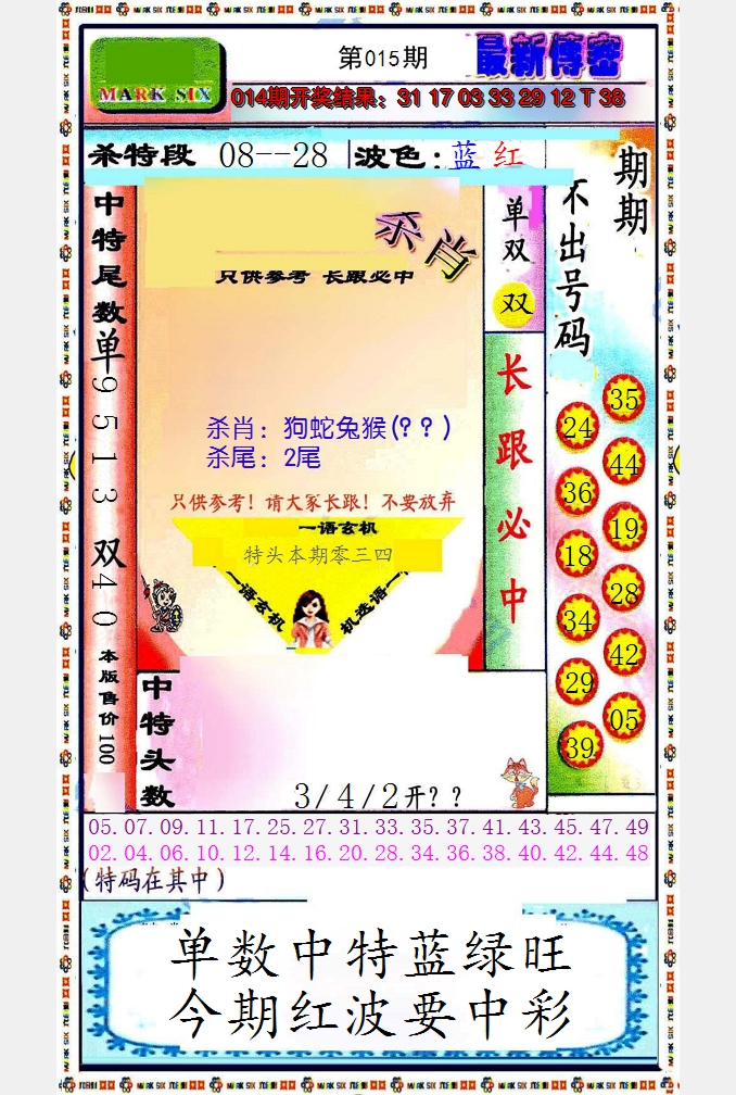 2025015期最新传密绝杀6肖