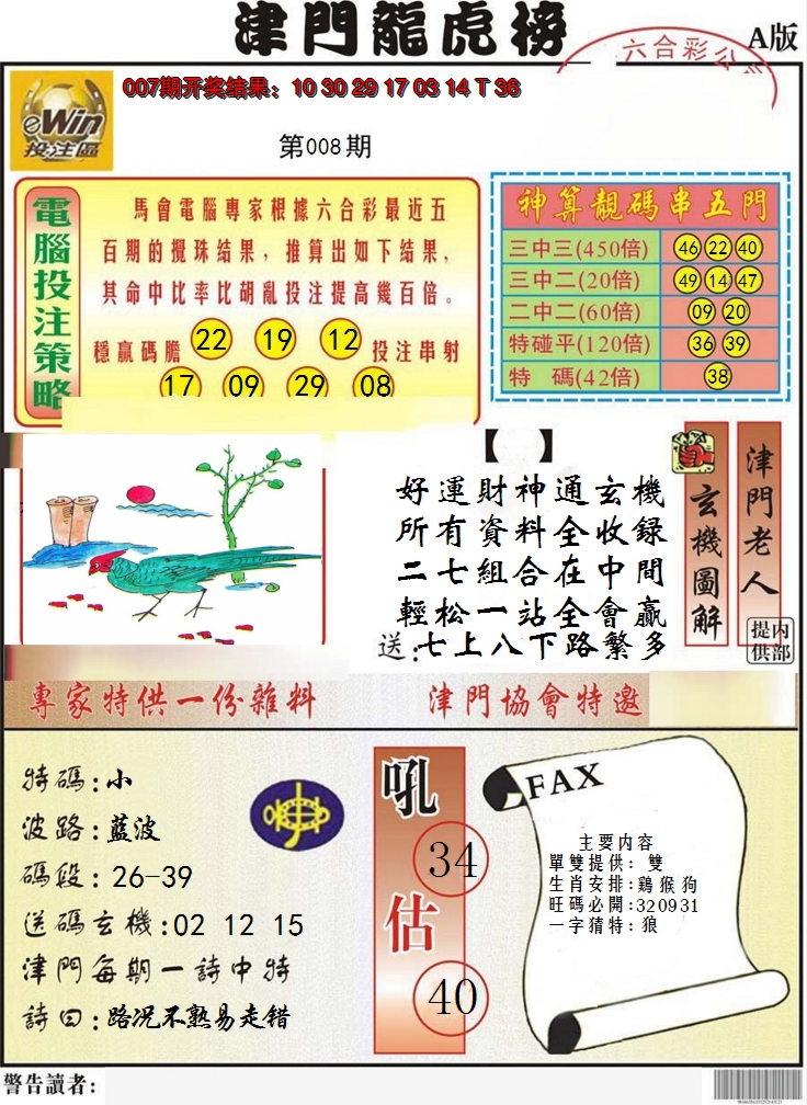 2025008期津门龙虎榜A