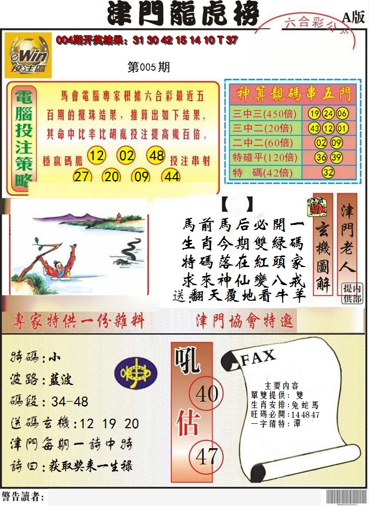 2025005期津门龙虎榜A
