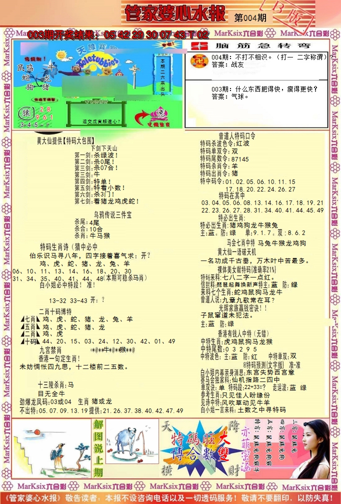 2025004期管家婆心水报B