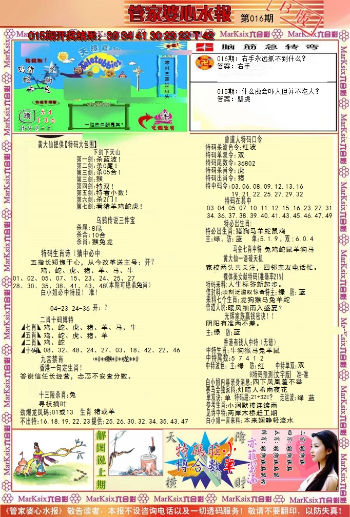 2025016期管家婆心水报B