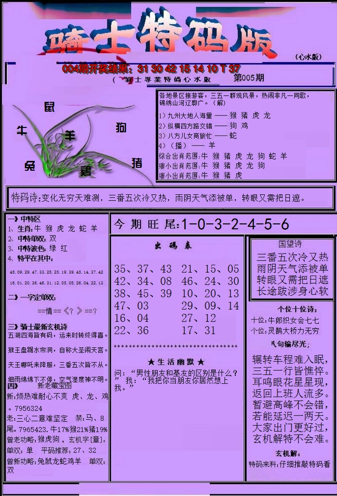 2025005期骑士特码版