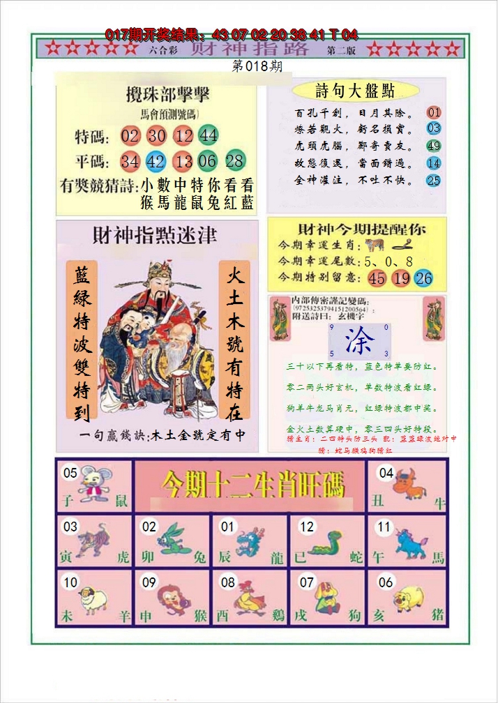 2025018期财神指路B